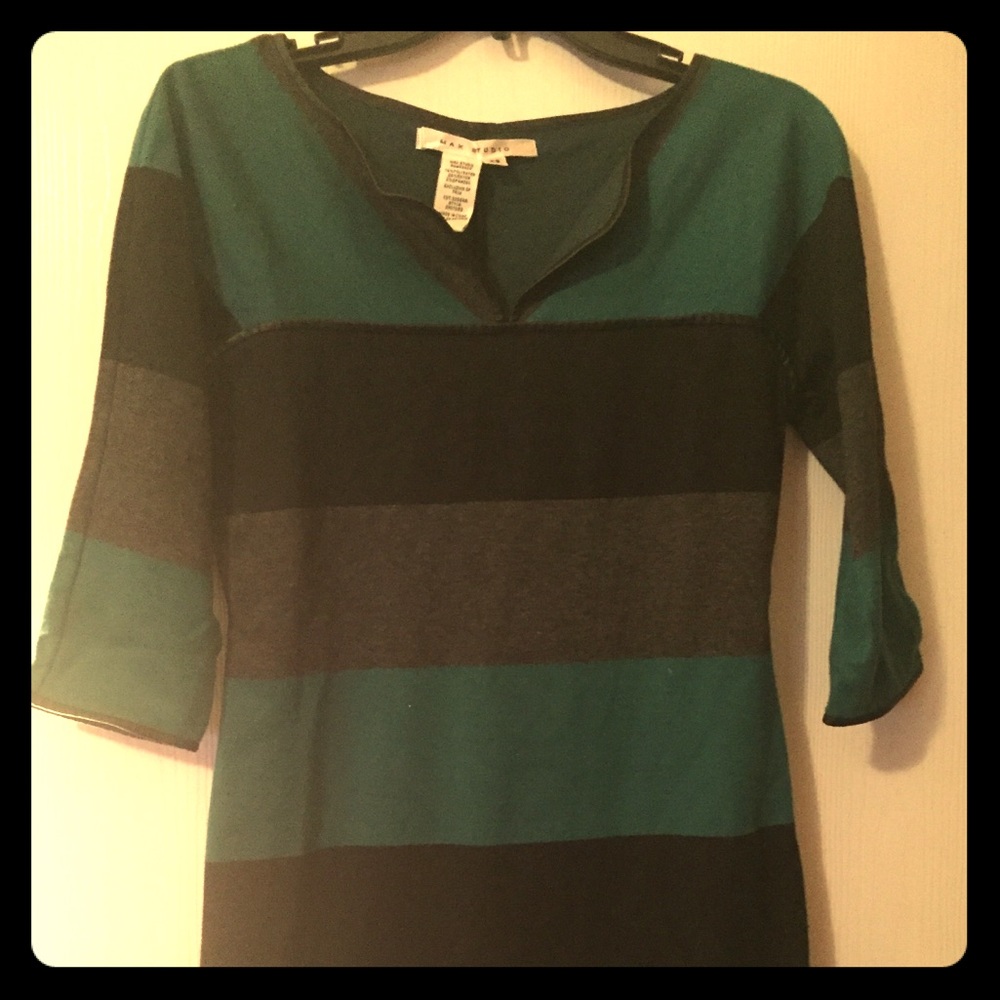 Dark green black and gray leather lined top